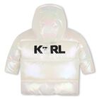 Younger Girls Ivory Iridescent Puffer Jacket, 1, hi-res