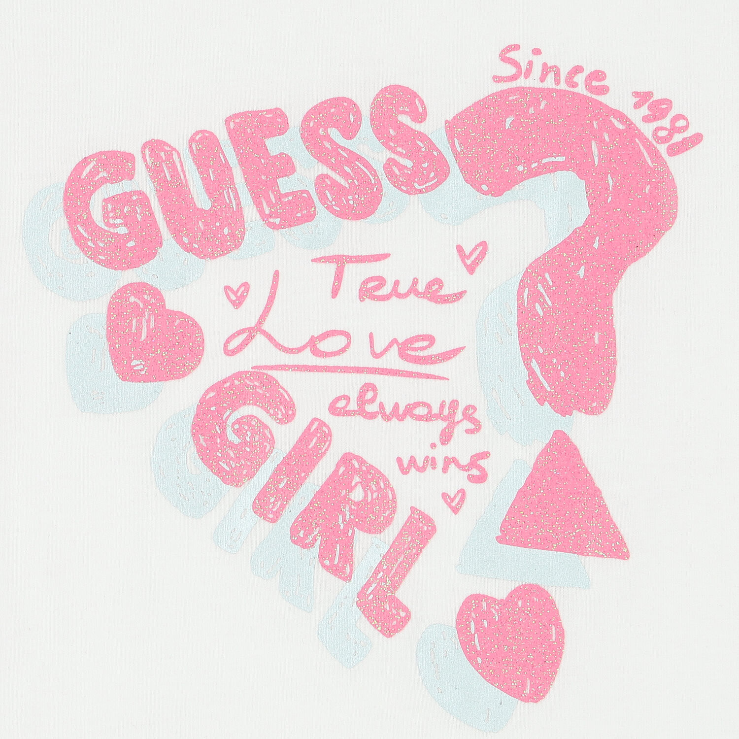 تيشيرت بنات بالشعار باللون الأبيض, 1, hi-res