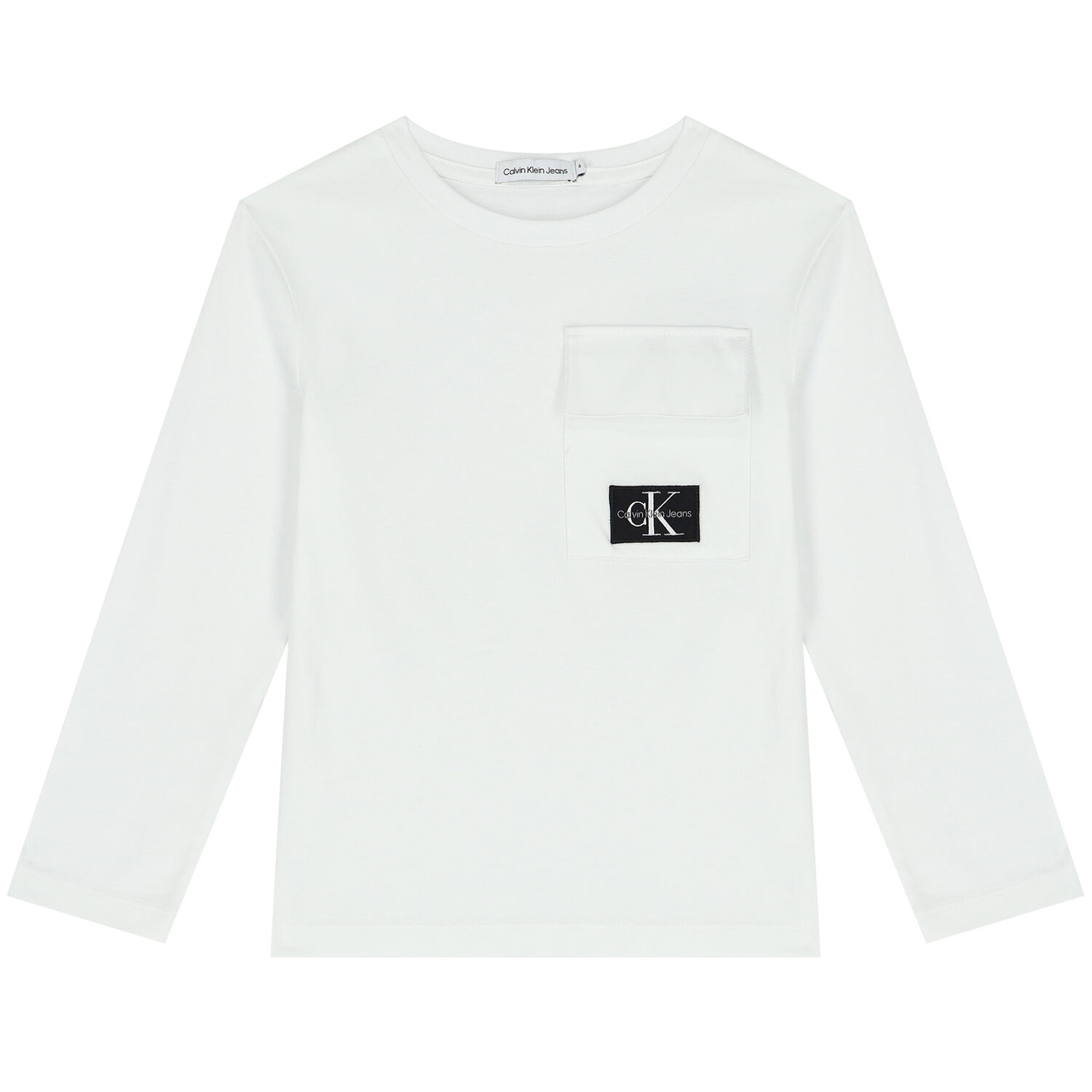 Boys White Logo Long Sleeve Top, 1, hi-res