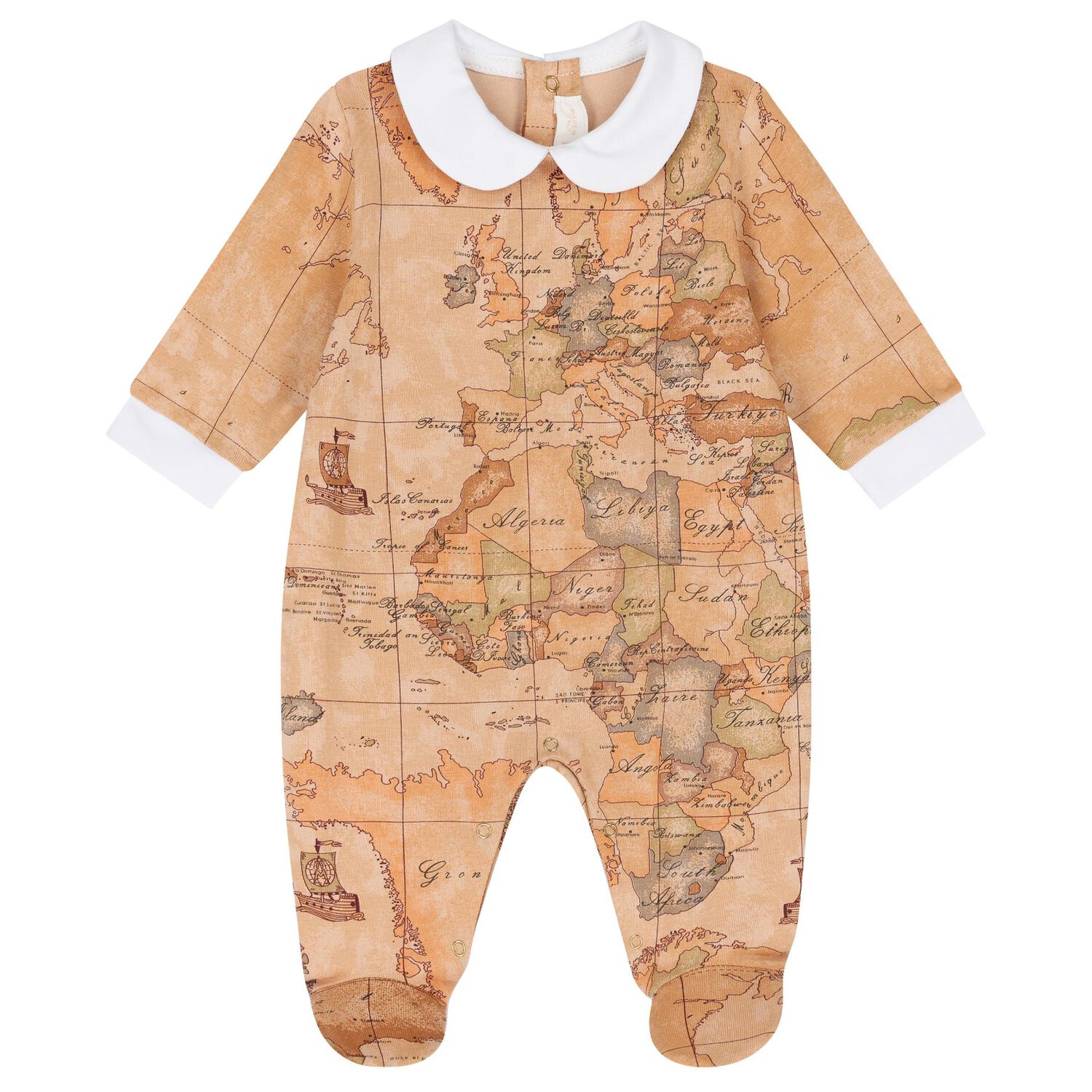 White & Beige Geo Map Babygrow Gift Set, 1, hi-res image number null