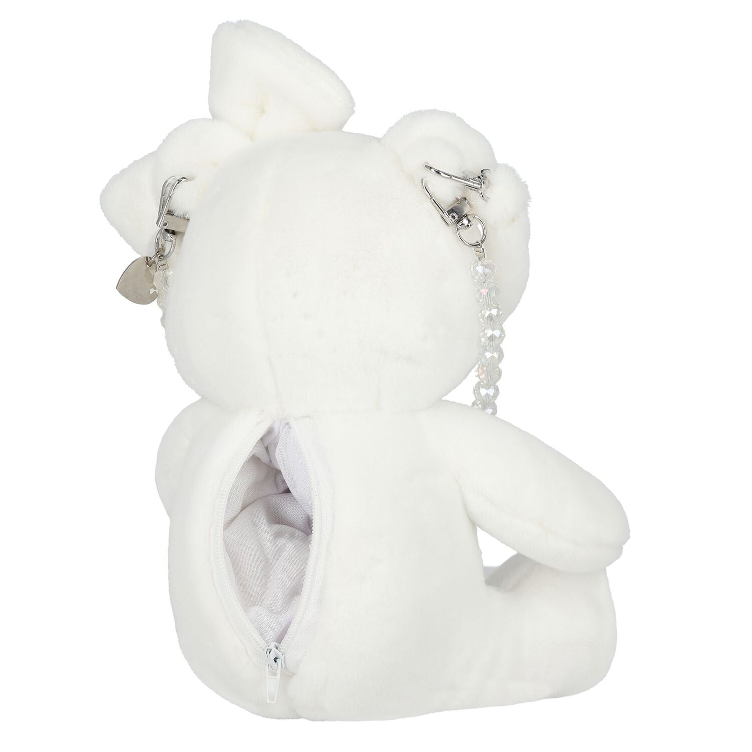 Girls White Teddy Bear Hand Bag, 1, hi-res