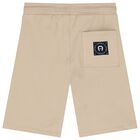 Boys Beige Logo Shorts, 3, hi-res