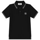 Boys Black Logo Polo Shirt, 2, hi-res