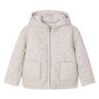 Girls Beige Quilted Jacket, 1, hi-res