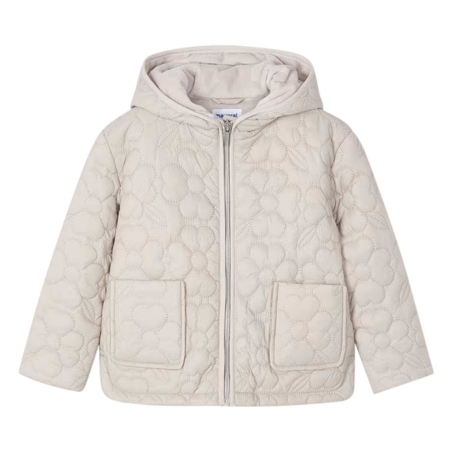 Girls Beige Quilted Jacket, 1, hi-res