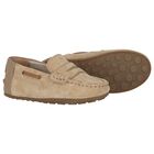 Younger Boys Beige Suede Leather Moccasins, 2, hi-res