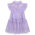 فستان تول مزخرف باللون البنفسجي للبنات, 1, hi-res