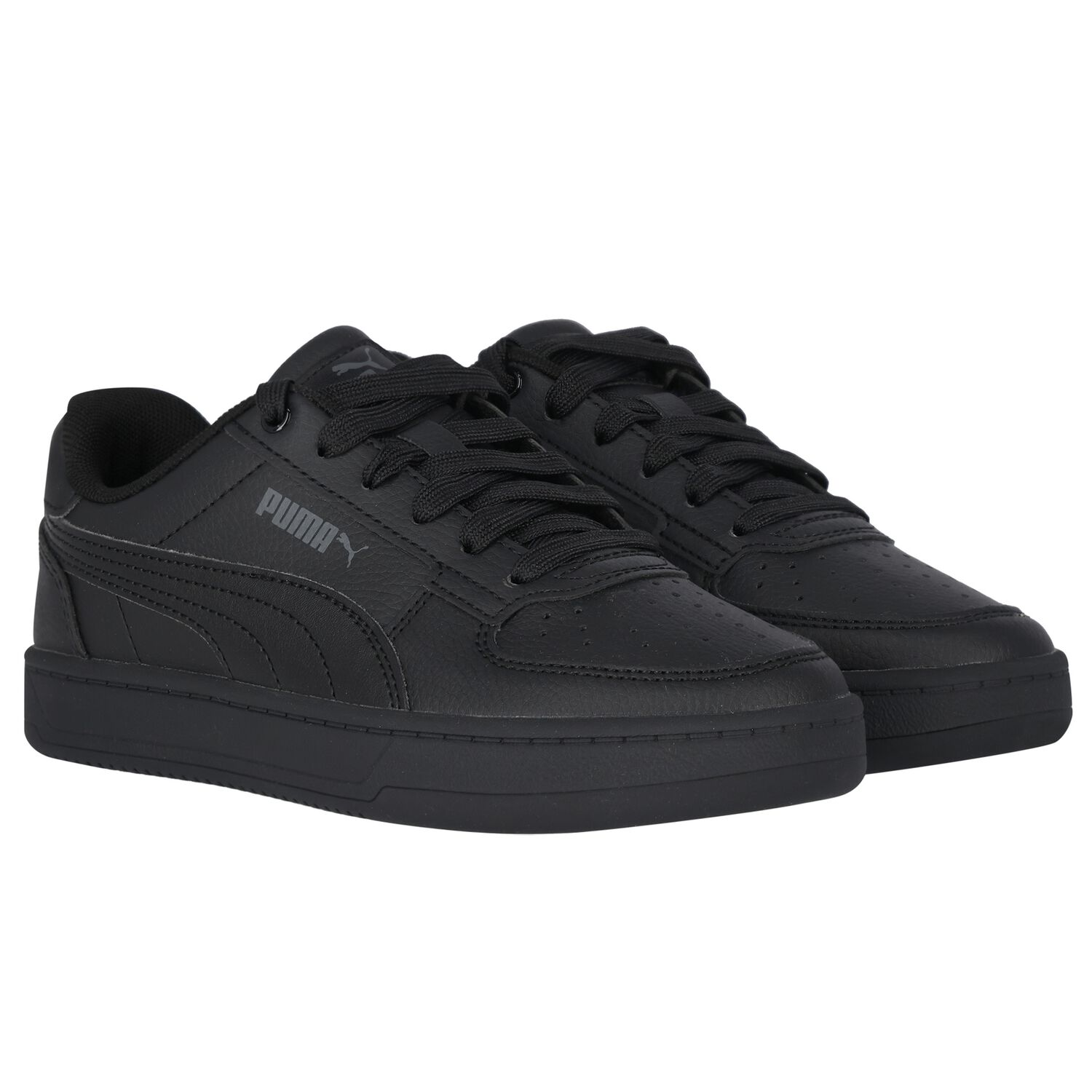 Black Logo Leather Trainers, 1, hi-res
