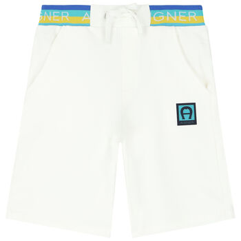 Boys White Logo Shorts