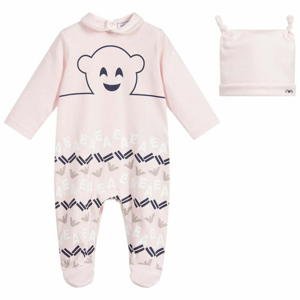 Emporio Armani Baby Girls Pink Babygrow Hat Gift Set Junior