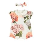 Baby Girls Ivory & Pink Floral Logo Romper Set, 1, hi-res