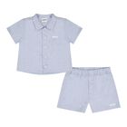 Baby Boys Blue Logo Shorts Set, 1, hi-res