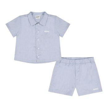 Baby Boys Blue Logo Shorts Set