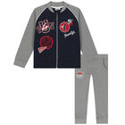 Boys Navy & Grey Tracksuit, 1, hi-res