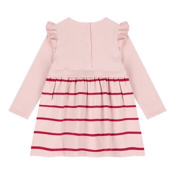 Baby Girls Pink Logo Striped Dress