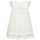 Girls Ivory & Gold Tulle Dress, 1, hi-res