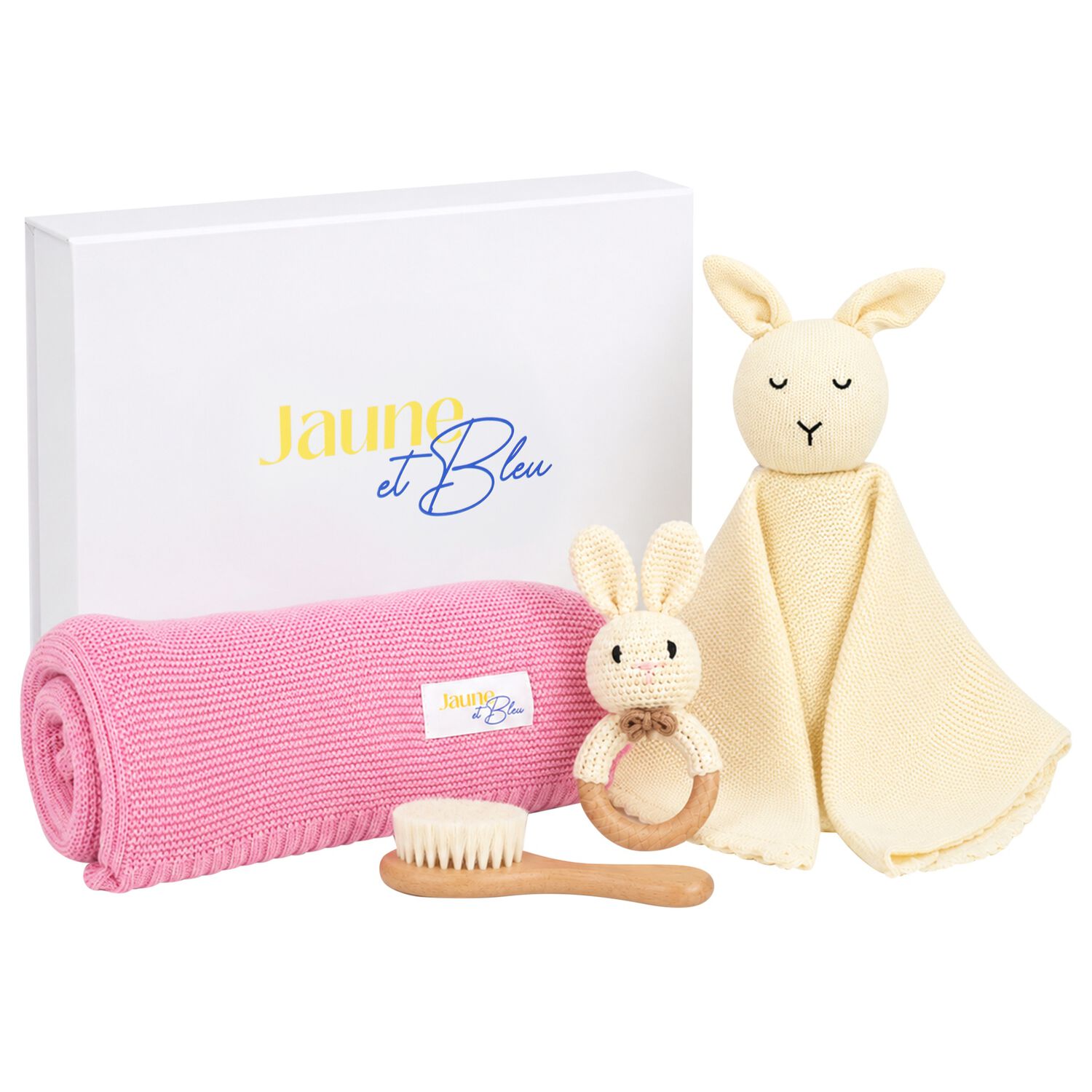Ivory & Pink Baby Blanket & Bunny Comforter Gift Set, 1, hi-res