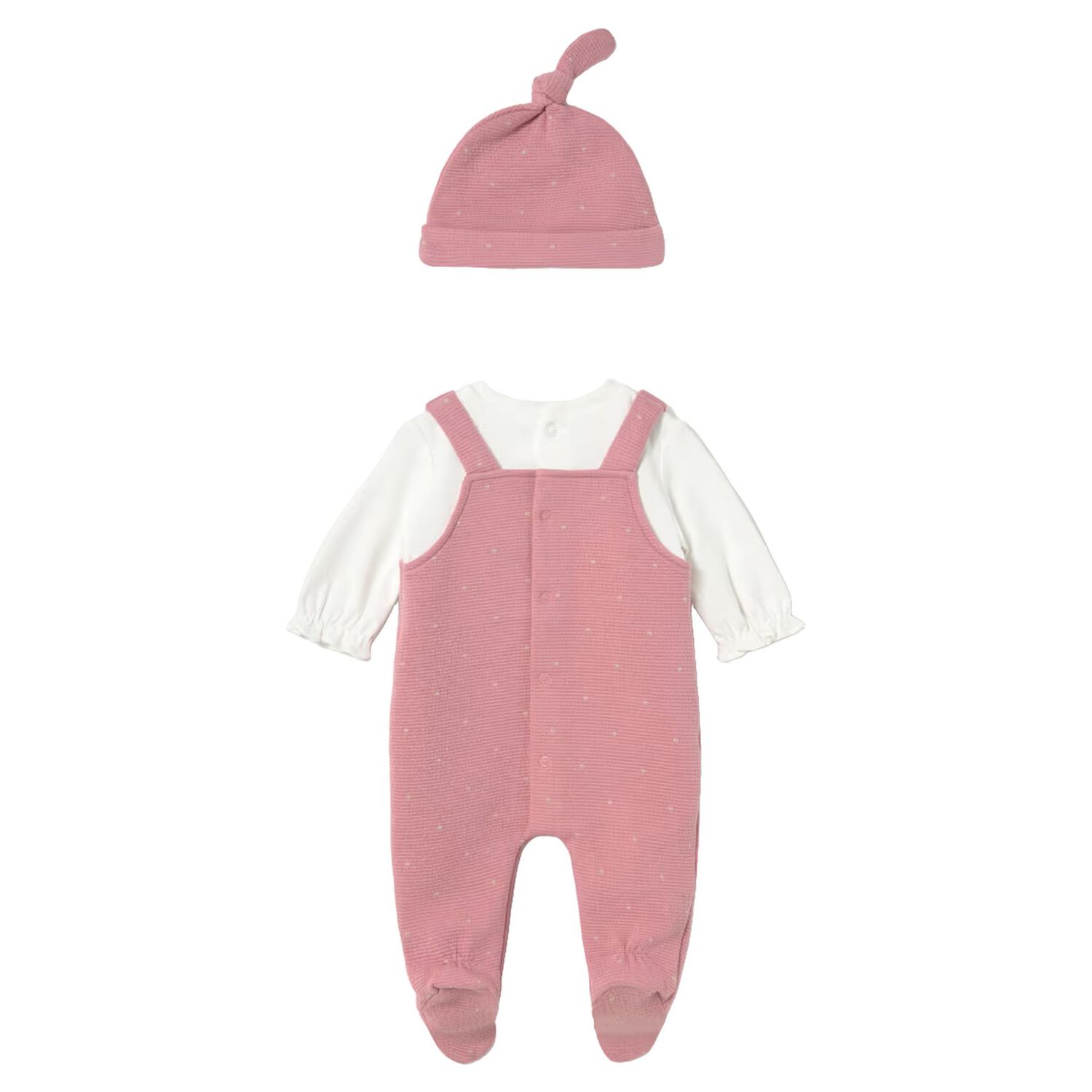 Baby Girls Pink & Ivory Ruffle Babygrow Set, 1, hi-res