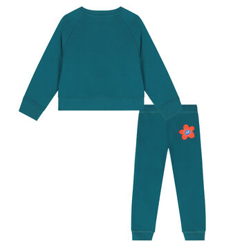 Girls Green Floral Logo Tracksuit