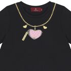 Girls Black Heartbag Print Dress, 2, hi-res