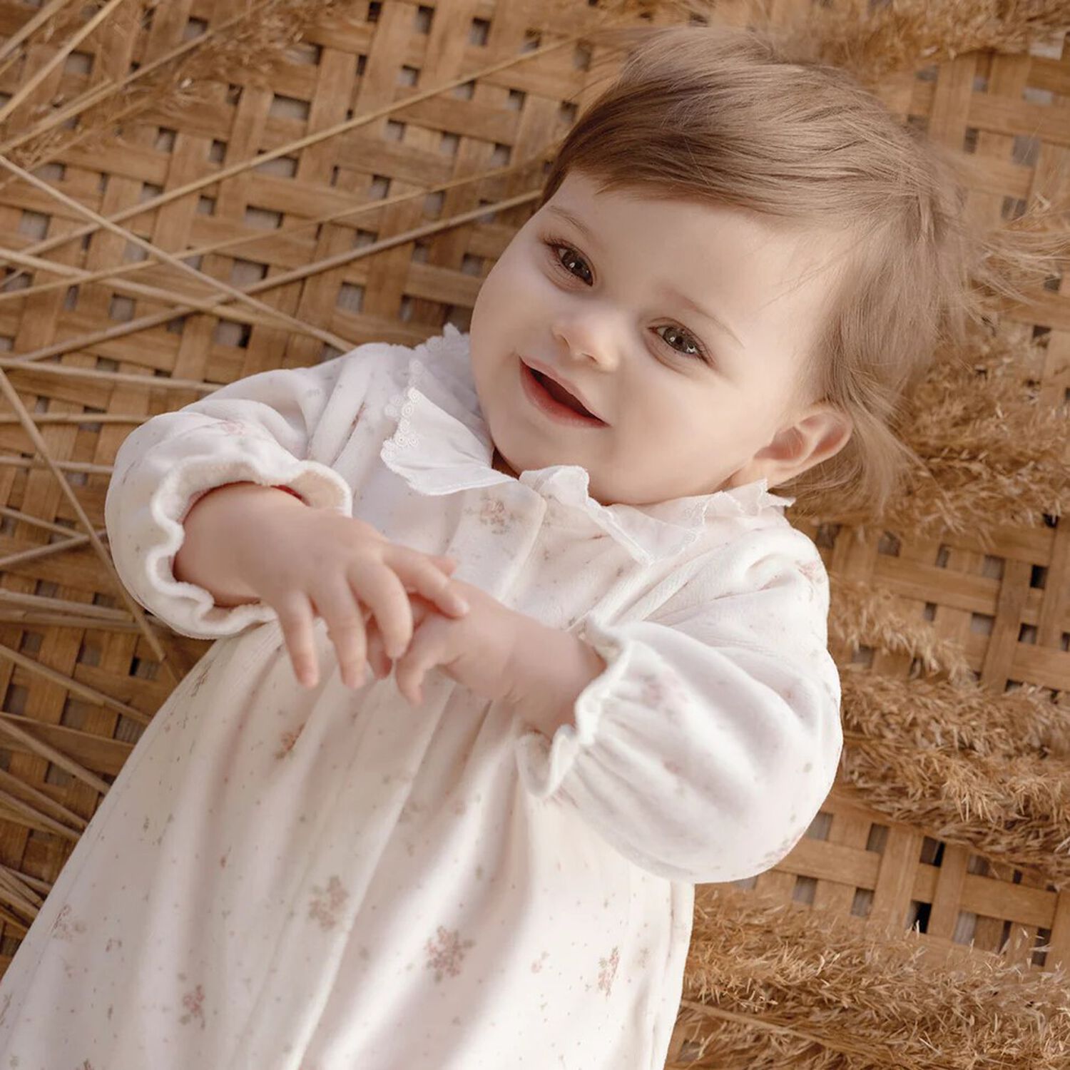 Girls Ivory Floral Babygrow, 1, hi-res image number null