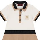 Girls Ivory & Beige Logo Polo Dress, 1, hi-res