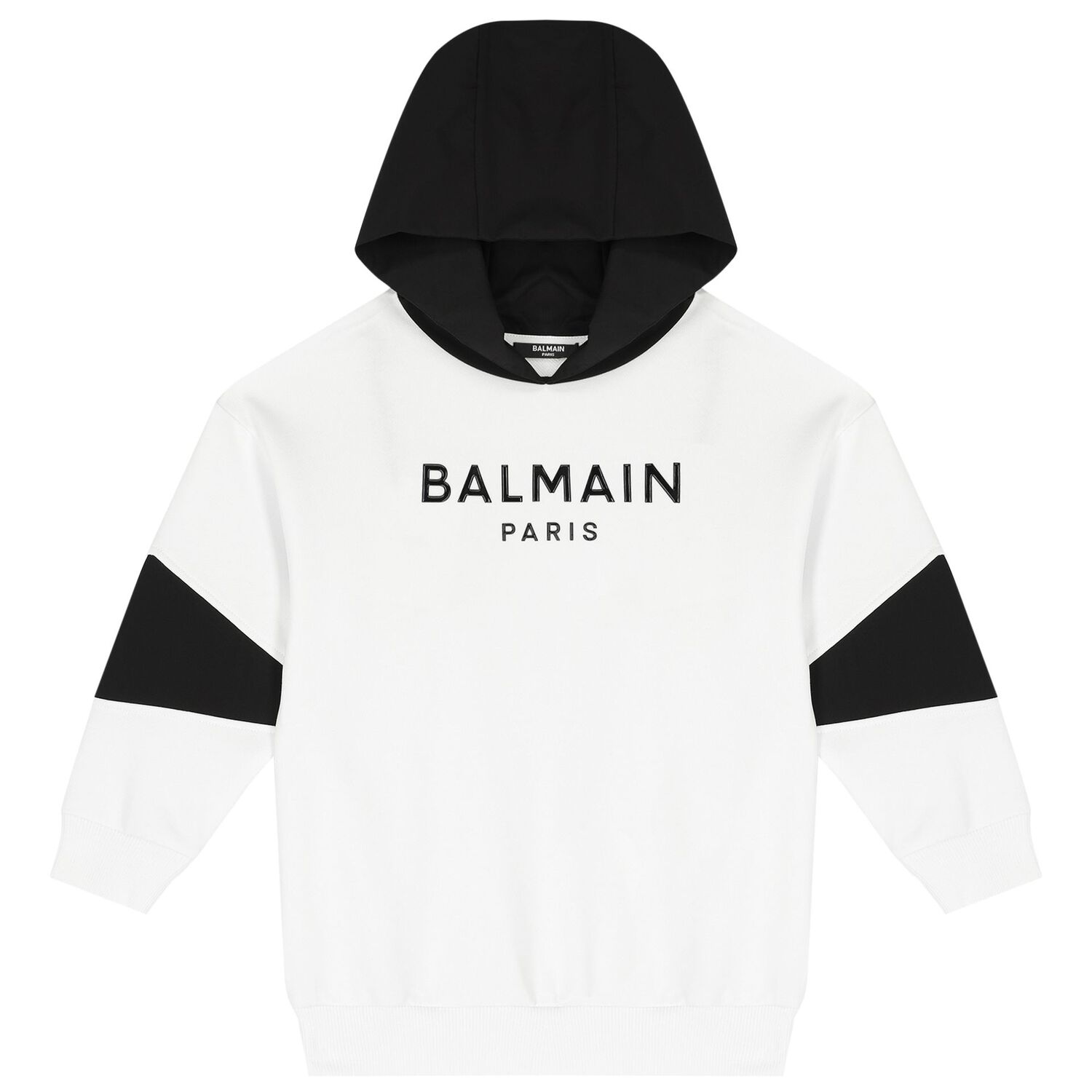 White & Black Logo Hooded Top, 1, hi-res