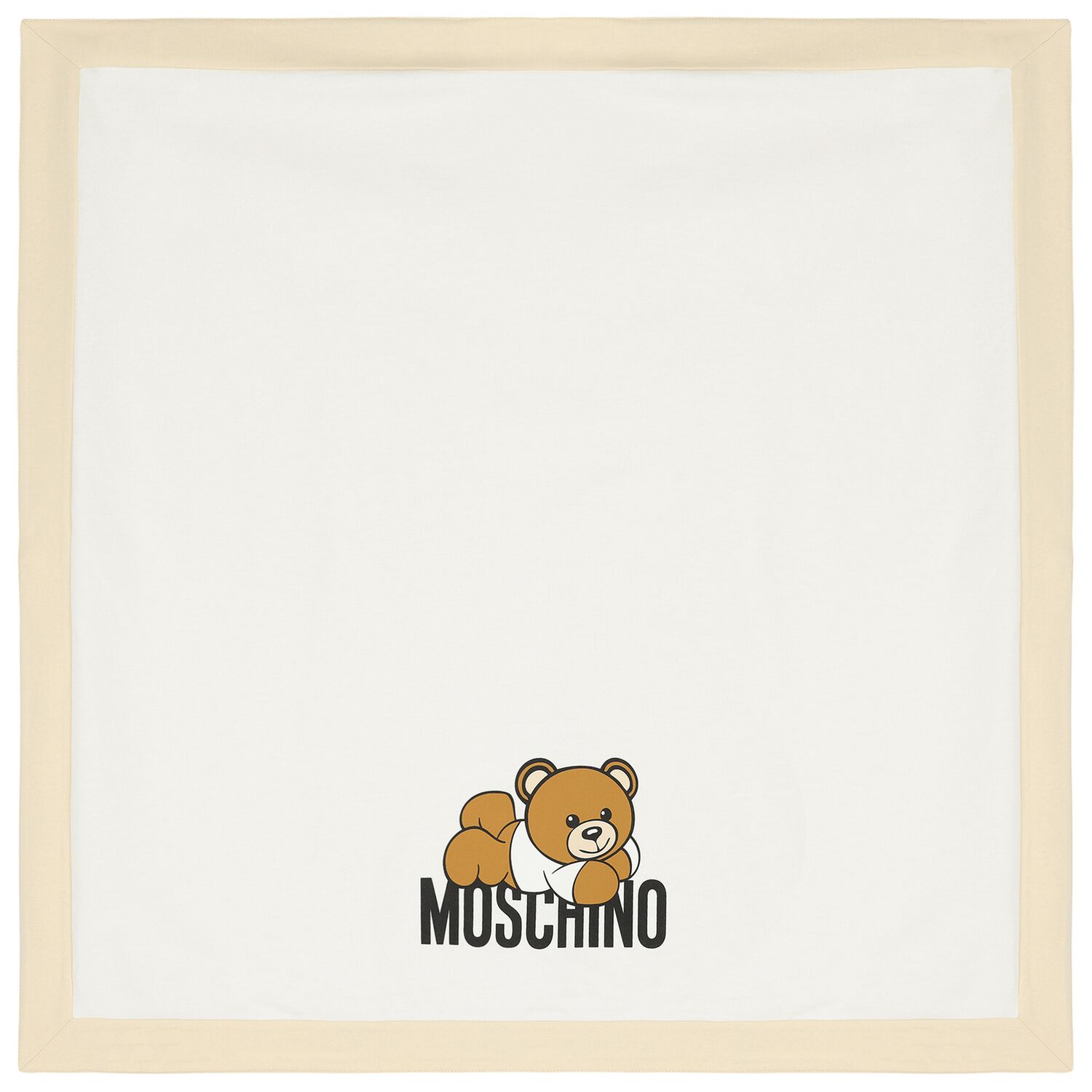 Beige & White Teddy Bear Logo Baby Blanket, 1, hi-res image number null