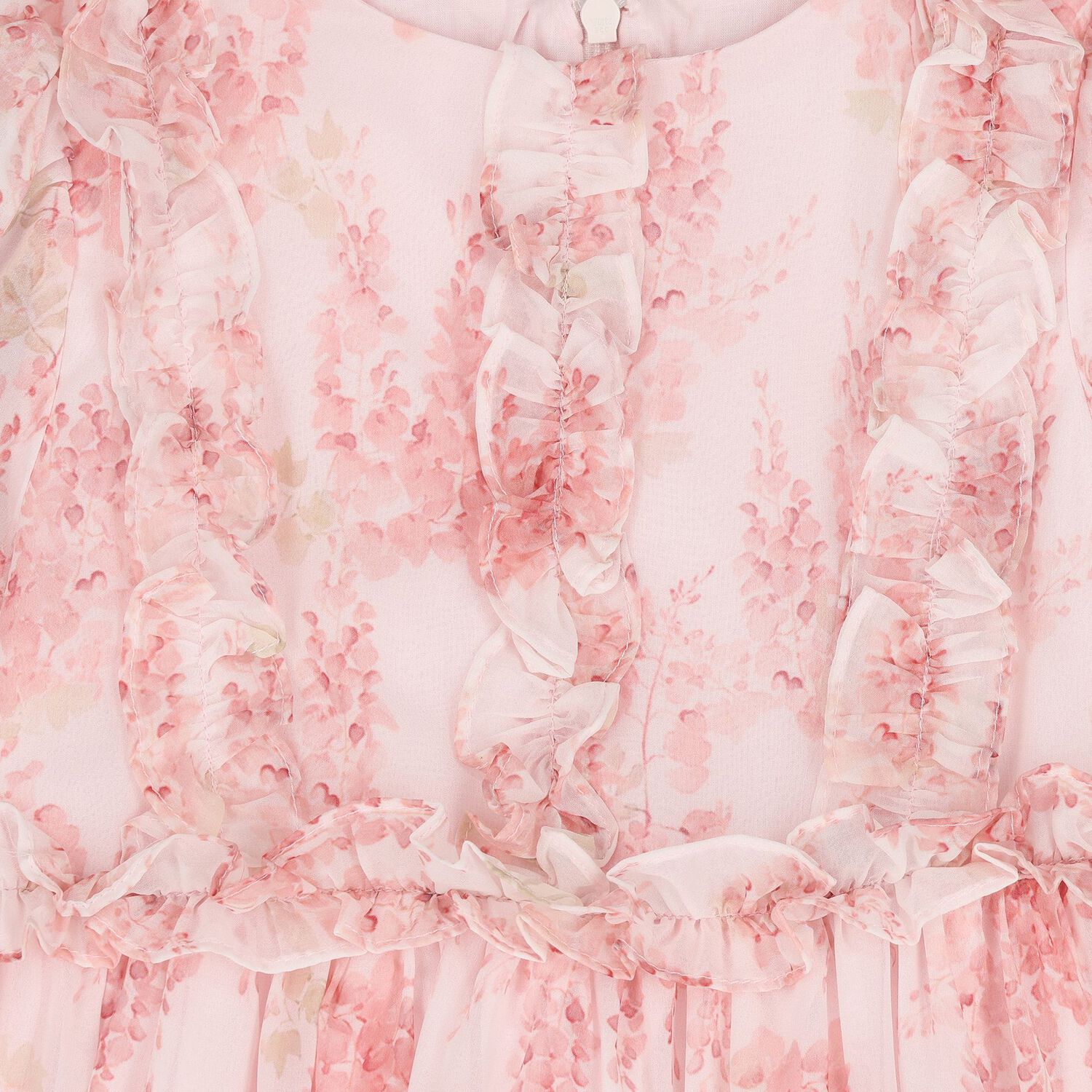 Girls Pink Ruffled Floral Chiffon Dress, 1, hi-res