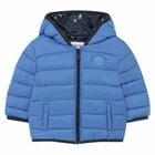 Younger Boys Blue Puffer Jacket, 1, hi-res