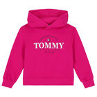 Girls Pink Logo Hooded Top, 2, hi-res