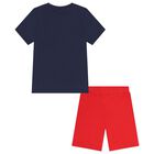 Boys Navy Blue & Red Shorts Set, 2, hi-res