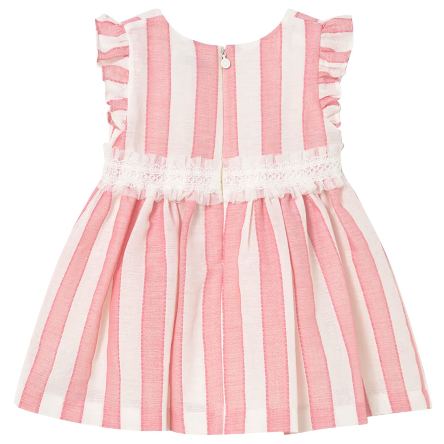 Younger Girls Pink & Ivory Striped Dress, 2, hi-res