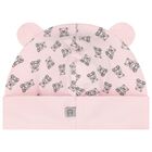 Baby Girls Pink Teddy Bear Hat, 1, hi-res