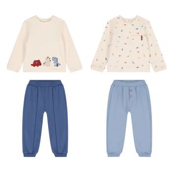 بدله رياضيه للاولاد باللون العاجى والازرق ( 2 قطعه )