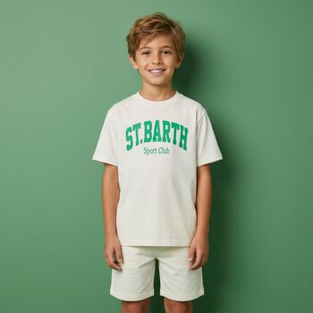 تيشيرت للأولاد بالشعار باللون العاجي