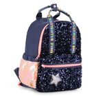 Girls Navy Blue Sequin Logo Backpack, 1, hi-res