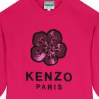 فستان سويت شيرت بشعار زهرة وردي للبنات, 1, hi-res