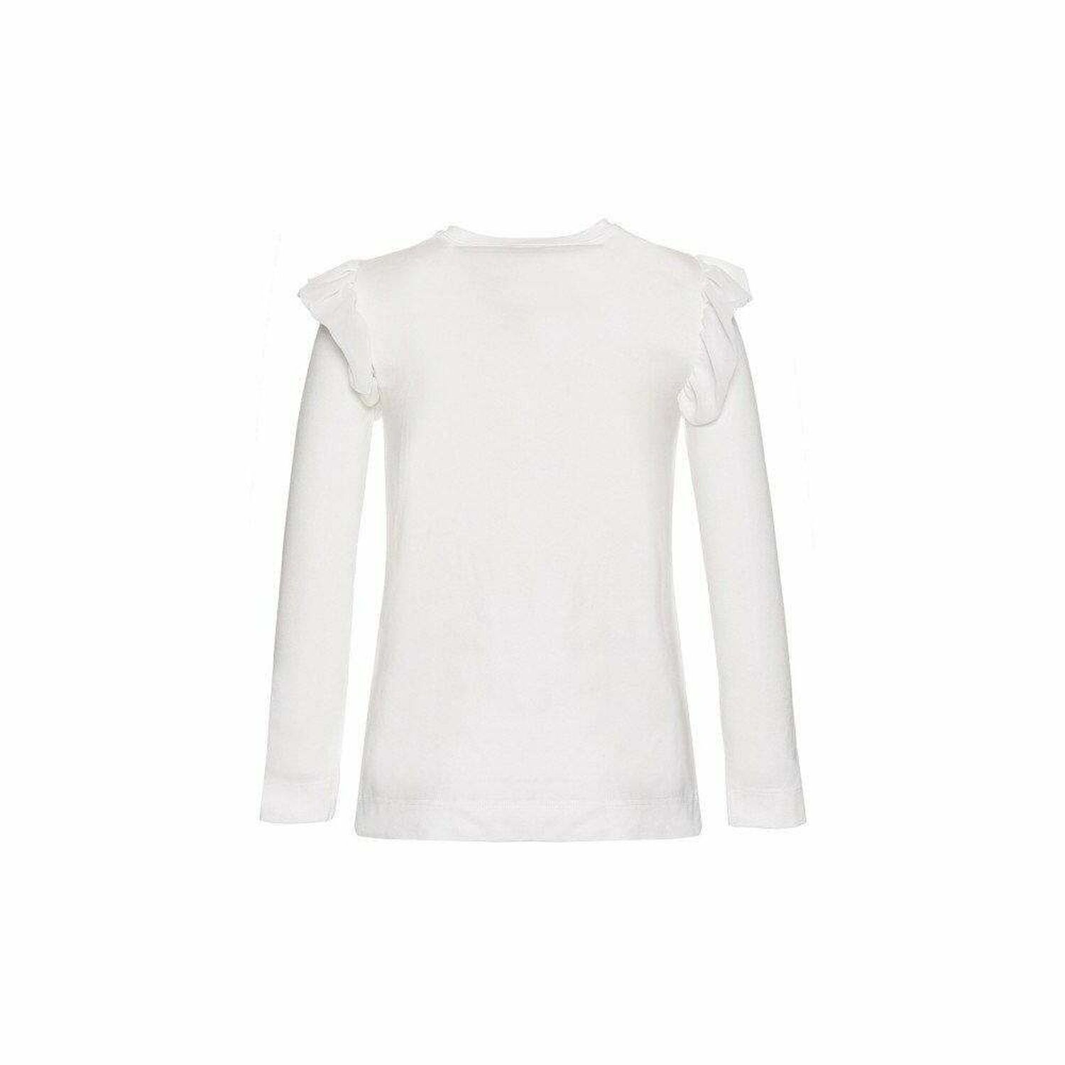 Girls Ivory & Blue Frill Top, 1, hi-res