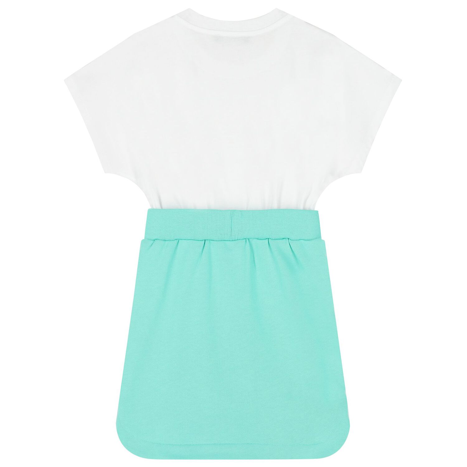 Girls Green and White Cotton Dress, 1, hi-res image number null