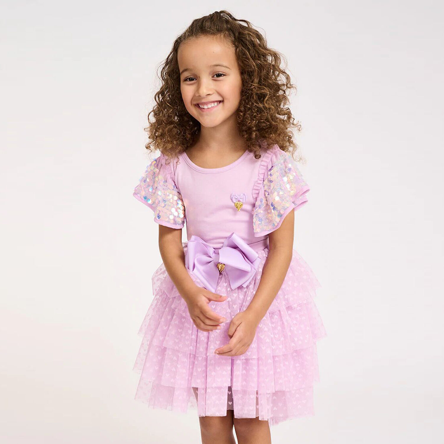 Girls Lilac Sequin Top, 5, hi-res