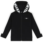 Black & White Logo Hooded Zip Up Top, 1, hi-res