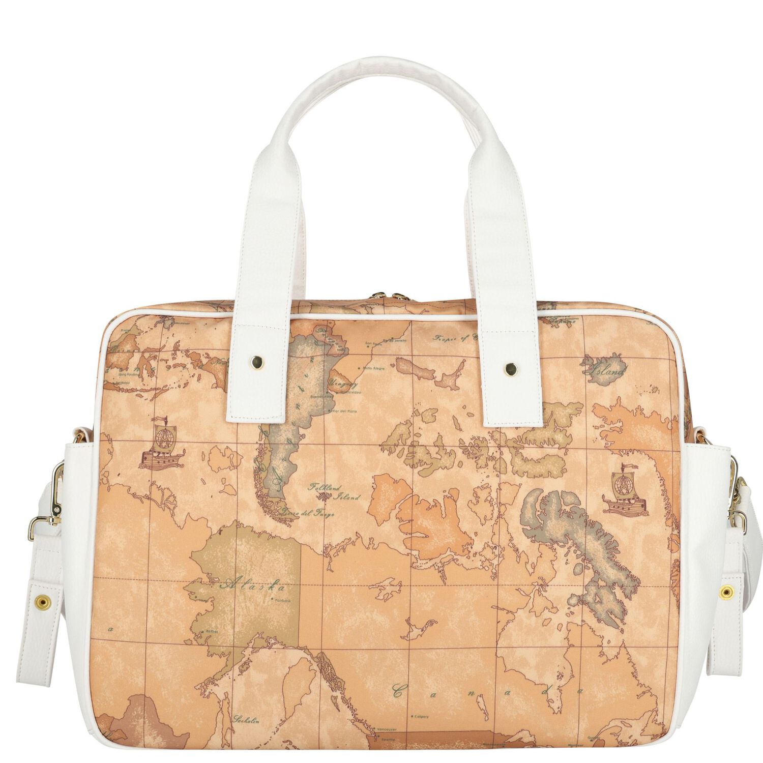 Beige & White Geo Map Baby Changing Bag, 1, hi-res