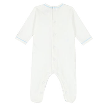 Baby Boys White & Blue Babygrow