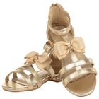 Girls Gold Diamante Bow Sandals, 1, hi-res