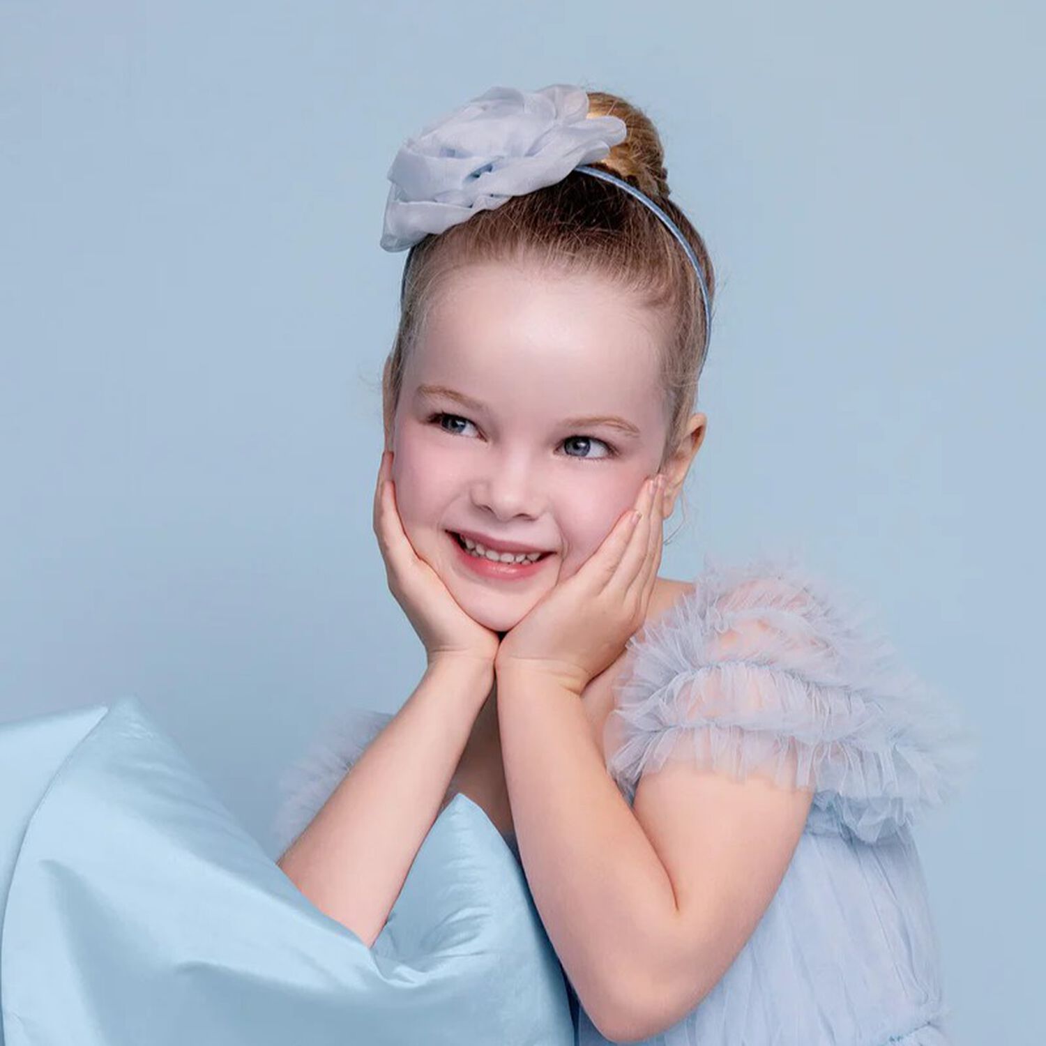 Girls Blue Flower Headband, 1, hi-res