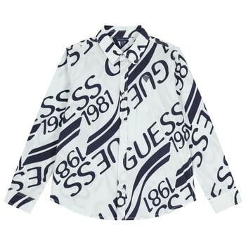 قميص بالشعار باللون الابيض للاولاد