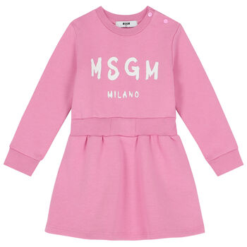 Younger Girls Pink Logo Dress