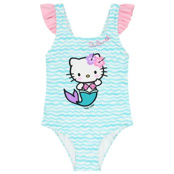 Girls Blue & White Hello Kitty Swimsuit