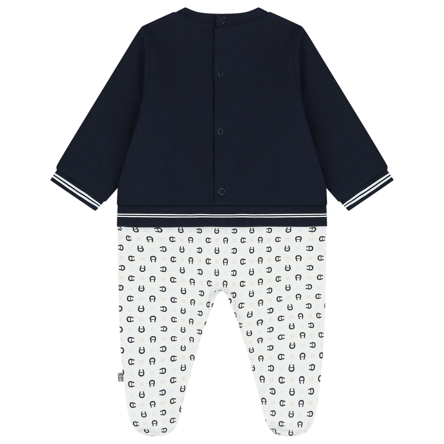 Baby Boys Navy Blue & White Logo Babygrow, 2, hi-res